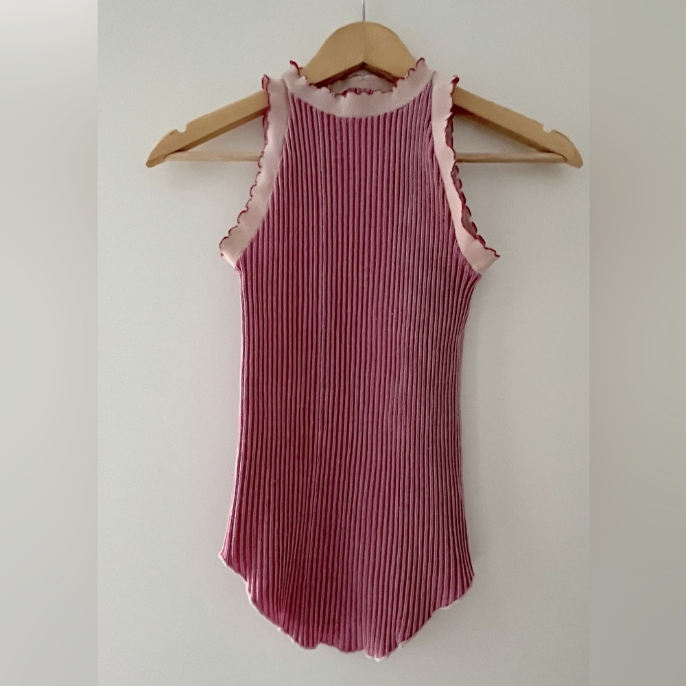 Vintage Striped Sleeveless Top in Pink and White